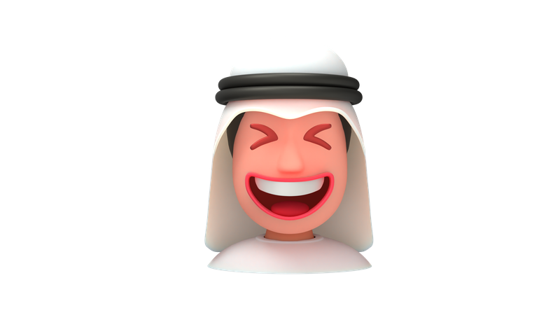 Laughing Arab Man 3D Illustration
