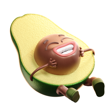 Laughing Avocado  3D Illustration
