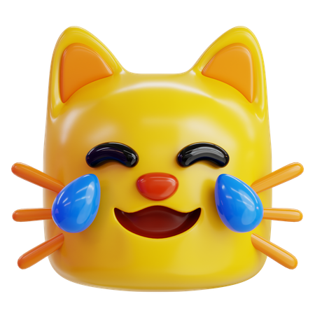 Laughing Cat Tears Emoji  3D Icon
