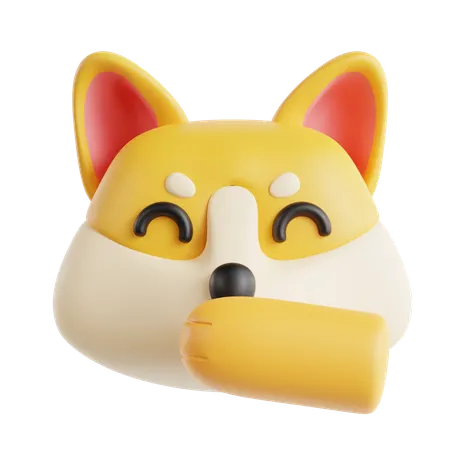 Laughing Dog Face Emoji  3D Icon