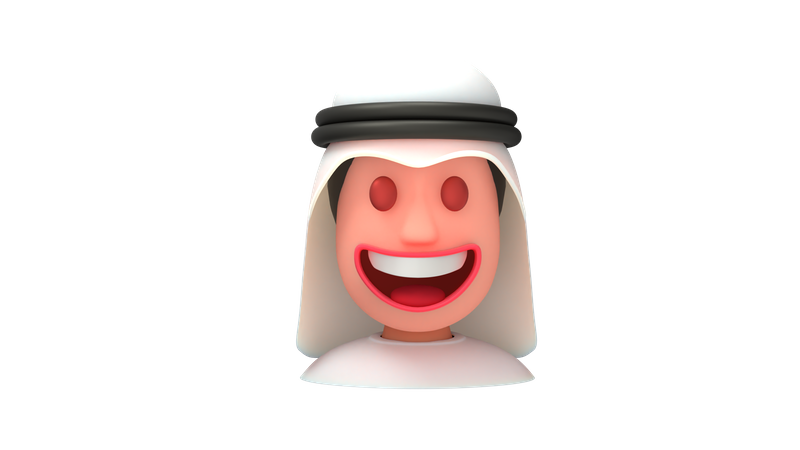 Laughing Emirati Men  3D Icon
