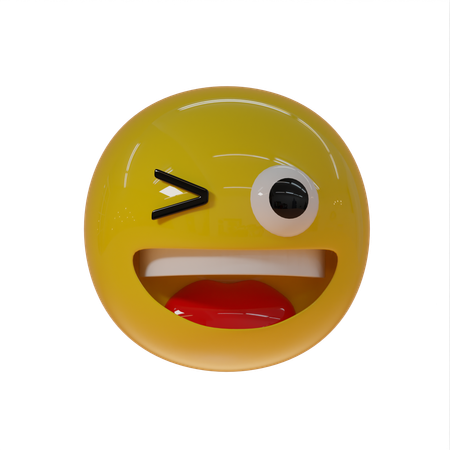 Laughing Emoji With Wink  3D Icon