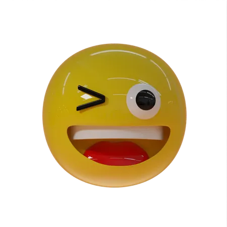 Laughing Emoji With Wink  3D Icon