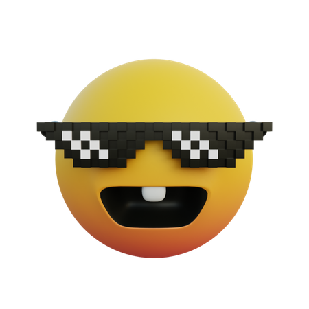 Laughing emoticon wearing glasses like a boss and bunny teeth  3D Icon