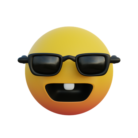 Laughing emoticon wearing sunglasses and bunny teeth  3D Icon