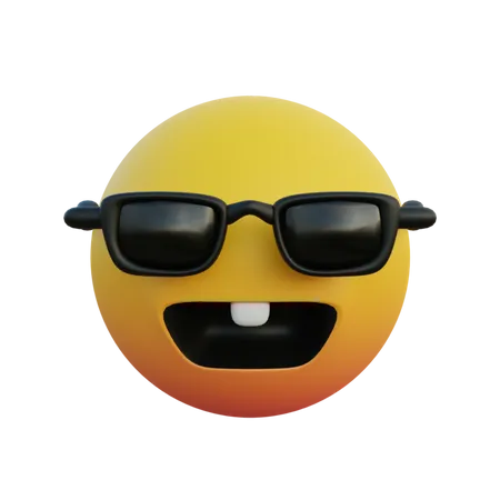 Laughing emoticon wearing sunglasses and bunny teeth 3D Illustration