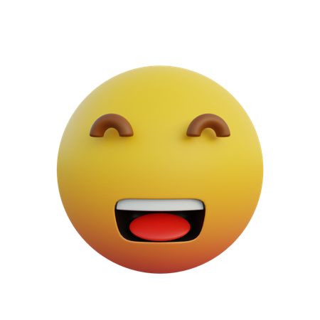 Laughing expression emoticon With eyes closed 3D Illustration