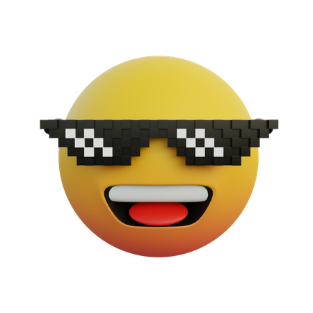Laughing face emoticon wearing like a boss glasses  3D Icon