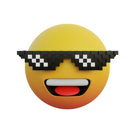 Laughing face emoticon wearing like a boss glasses 3D Illustration