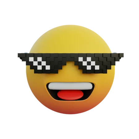 Laughing face emoticon wearing like a boss glasses 3D Illustration