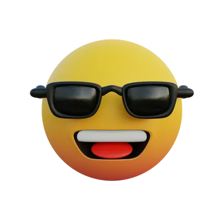 Laughing face emoticon wearing sunglasses  3D Emoji