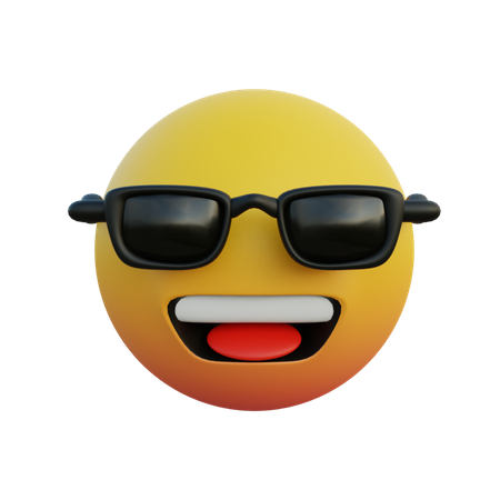 Laughing face emoticon wearing sunglasses 3D Illustration