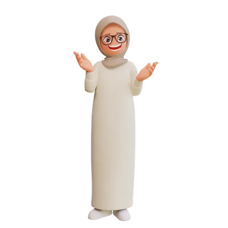 Laughing Muslim Girl  3D Illustration