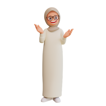 Laughing Muslim Girl 3D Illustration