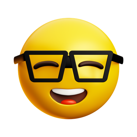Laughing Smart Face With Glasses And Closed Eyes  3D Icon
