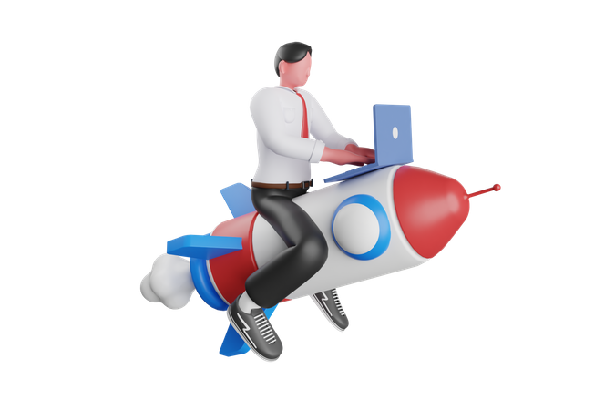 Launching Startup  3D Icon