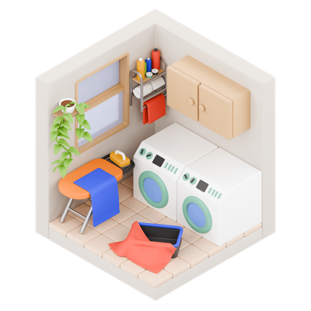 Laundry room  3D Illustration