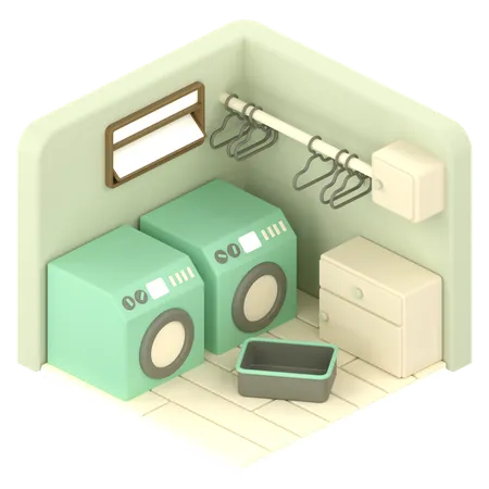 Laundry Room  3D Illustration