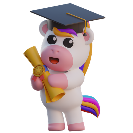 Laurea in unicorno  3D Illustration