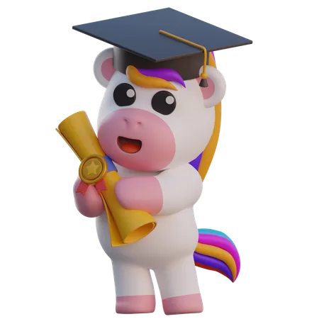 Laurea in unicorno  3D Illustration