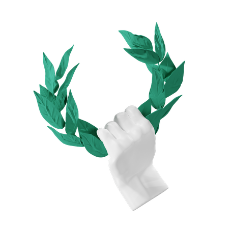 Laurel Wreath Holding Hand Gesture  3D Icon