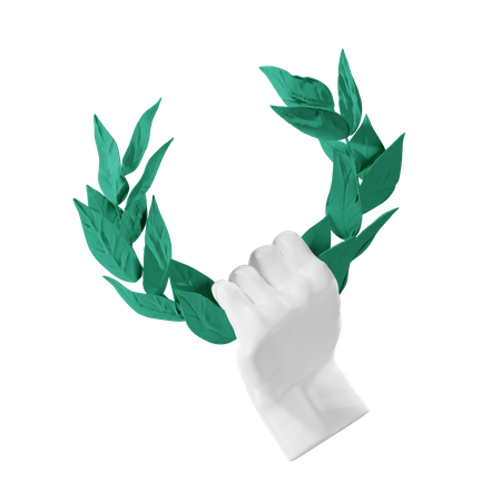 Laurel Wreath Holding Hand Gesture  3D Illustration