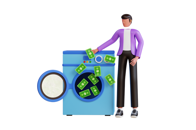 Lavagem suja de dinheiro  3D Icon