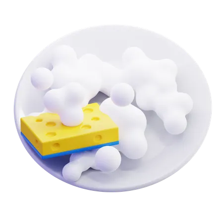 Lavar louça com esponja  3D Icon