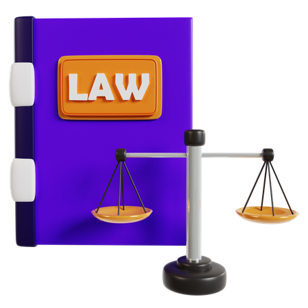Law Book and Justice Scales  3D Icon