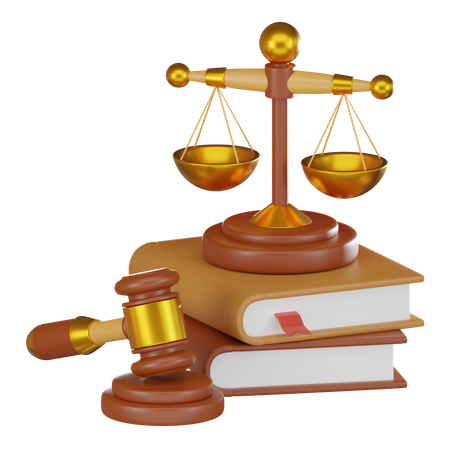 Law book with balance scale  3D Icon