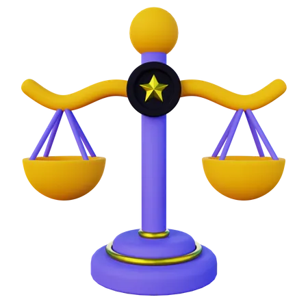 Stylized 3 D Illustration Of Law Scale 3D Icon