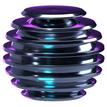 Layered Chrome Hive Sphere  3D Icon