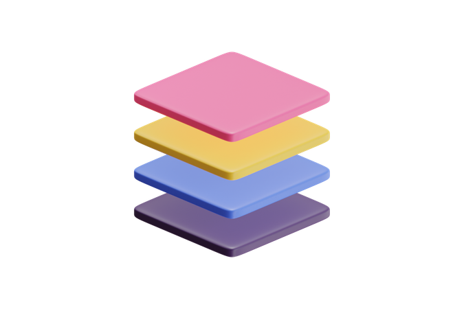 Layered Colorful Squares  3D Icon