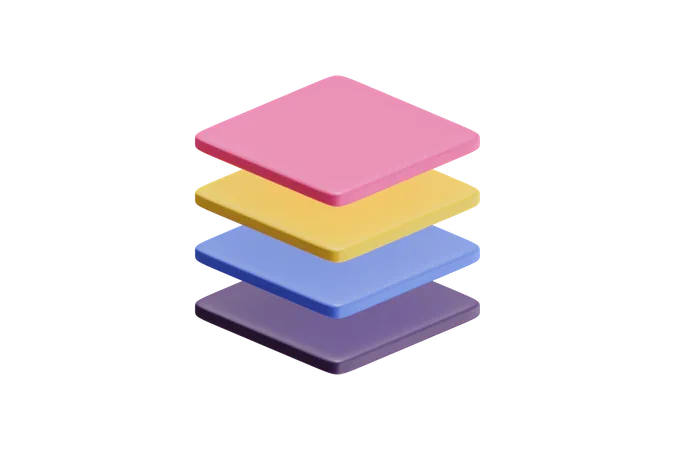 Layered Colorful Squares  3D Icon