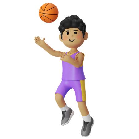 Layup Basketball Player Boy  3D Illustration