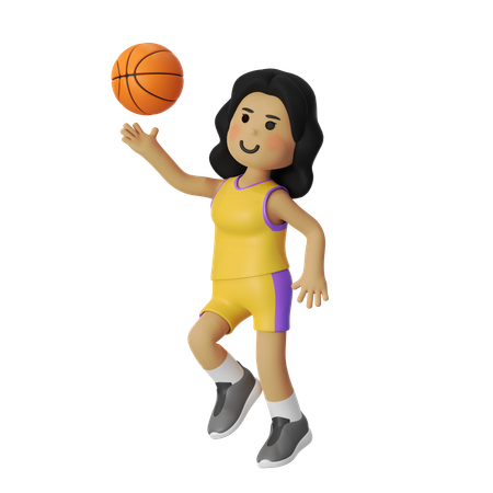 Layup Basketball Player Girl  3D Illustration