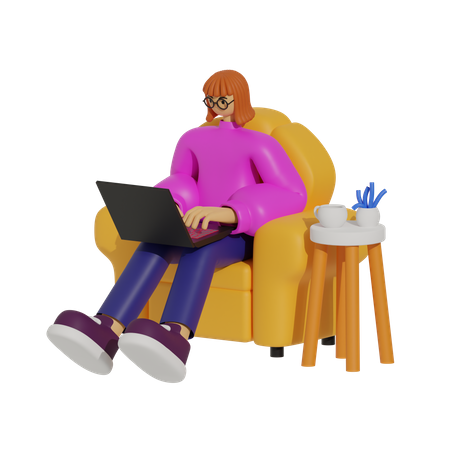 Lazy Days, Productive Ways, The Sofa-Based Work Revolution  3D Icon