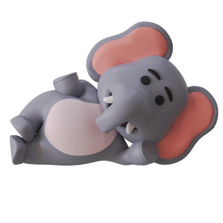 Lazy Elephant  3D Illustration