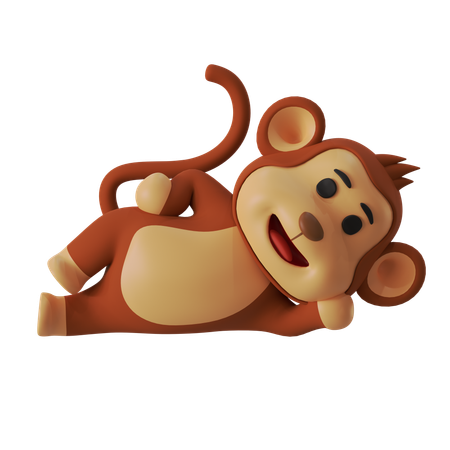 Lazy Monkey  3D Illustration