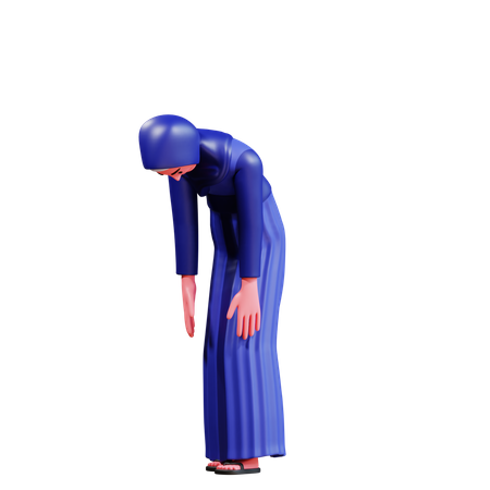 Lazy Muslim Female  3D Illustration