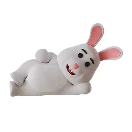 Lazy Rabbit  3D Illustration