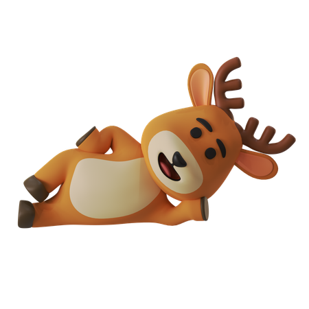 Lazy Reindeer  3D Illustration