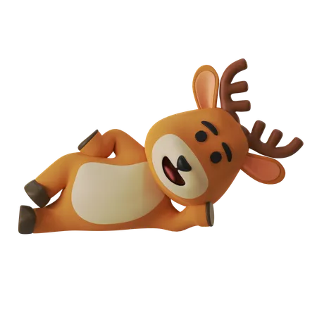 Lazy Reindeer  3D Illustration