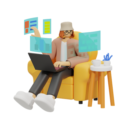 Le bureau avec canapé, un guide pour rester productif et confortable  3D Icon