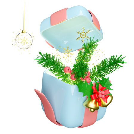 Le cadeau de Noël est ouvert  3D Illustration