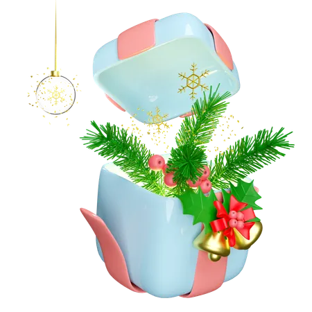 Le cadeau de Noël est ouvert  3D Illustration