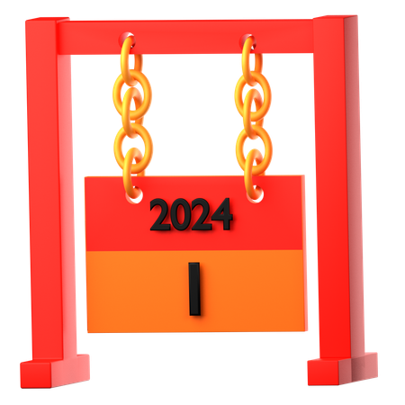 Le calendrier montre l'année 2024  3D Icon