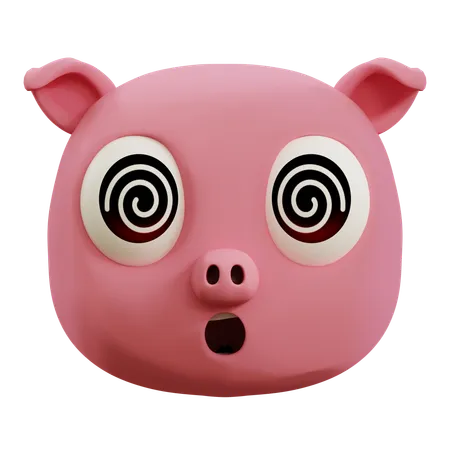 Le cochon mignon a le vertige emoji  3D Icon