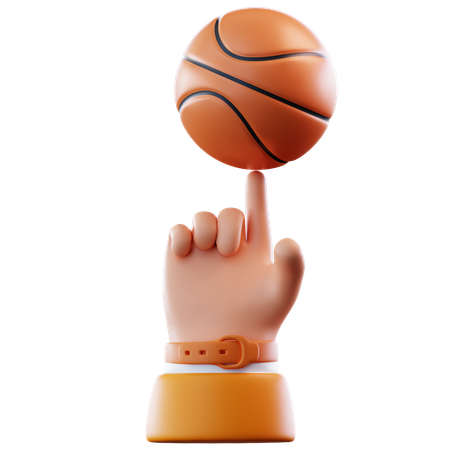 Le doigt fait tourner le ballon de basket  3D Icon