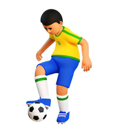 Le joueur de football manipule habilement le ballon  3D Icon